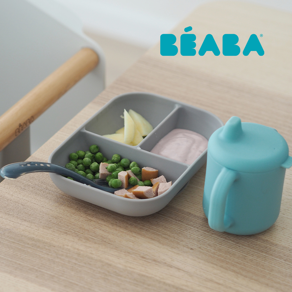 BEABA 矽膠學習餐具3件組 (莫蘭迪藍/莫蘭迪粉)2款可選