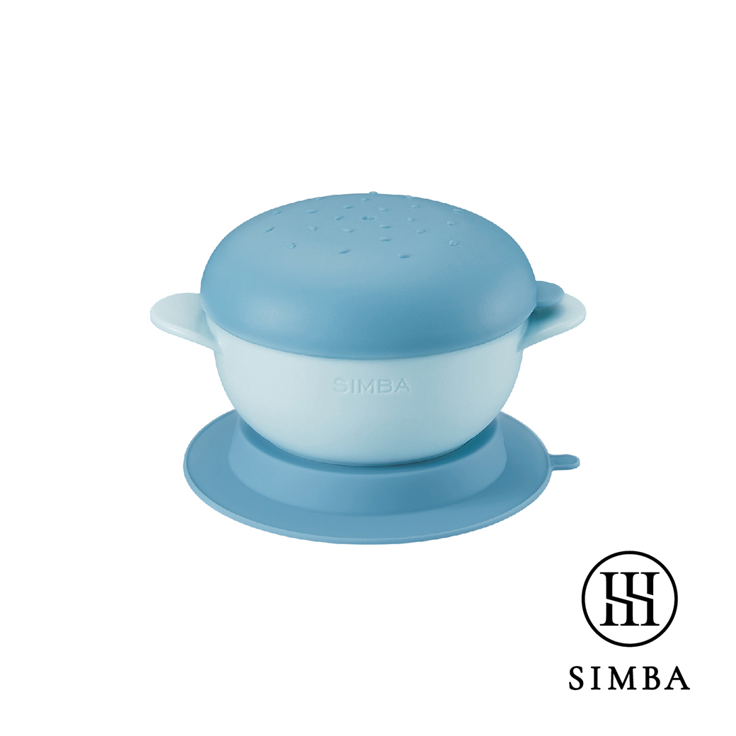 小獅王辛巴Simba 美味漢堡吸盤碗-晨藍/栗粉/杏茶