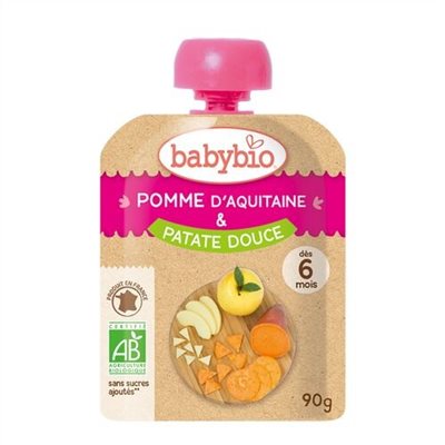 法國Babybio 生機蘋果甜薯纖果泥 90g
