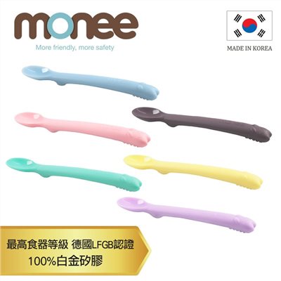 【韓國monee】100%白金矽膠 寶寶智慧矽膠湯匙/6色(贈收納盒)