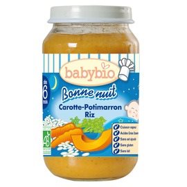 法國Babybio寶寶鮮蔬泥系列-南瓜紅蘿蔔米泥-晚安米泥200g