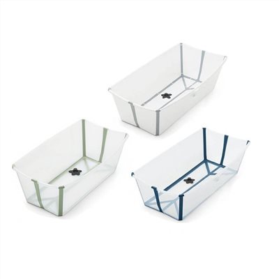 Stokke Flexi Bath  X-Large 折疊式/摺疊式浴盆(感溫水塞)加大版-(白/透明綠/透明藍)