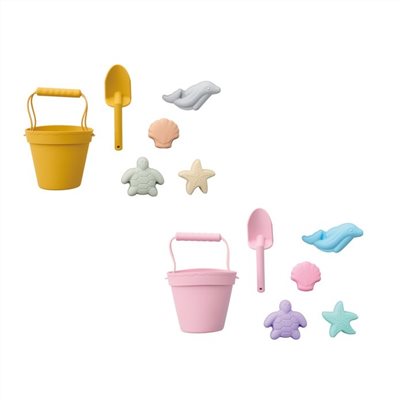 奇哥矽膠沙灘玩具/戲水玩具6件組(粉色/黃色)